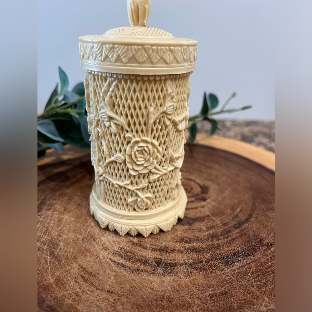 Vintage Ornate Toothpick holder/ qtip holder